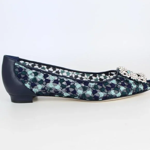 NEW MANOLO BLAHNIK Hangisi Lace Flats, EU 39, Office to Party/ Events - Picture 7 of 16